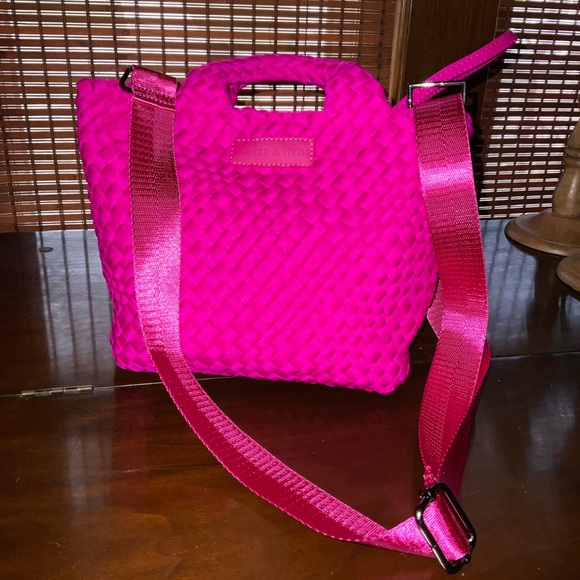 Parker & Hyde Rasberry Mini Woven Crossbody Bag with Matching Pouch. Retail $125 - Picture 8 of 11